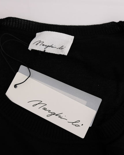 MARGHI LO' Black 100% Lana Wool Top Blouse T-shirt