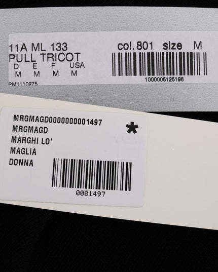 MARGHI LO' Black 100% Lana Wool Top Blouse T-shirt