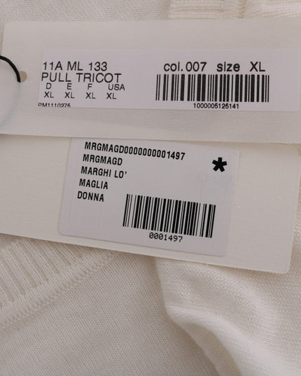 MARGHI LO' White 100% Lana Wool Top Blouse T-shirt