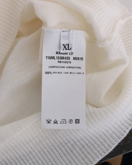 MARGHI LO' White 100% Lana Wool Top Blouse T-shirt
