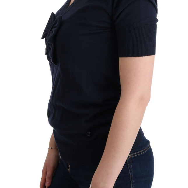 MARGHI LO' Blue 100% Lana Wool Blouse Top