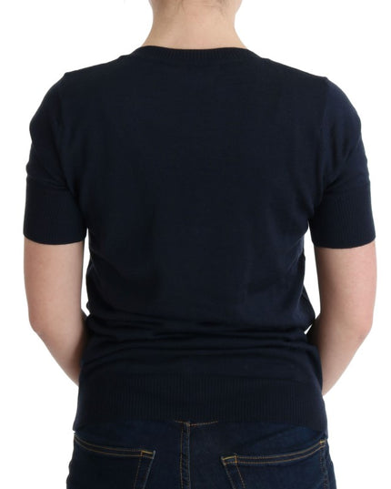 MARGHI LO' Blue 100% Lana Wool Blouse Top