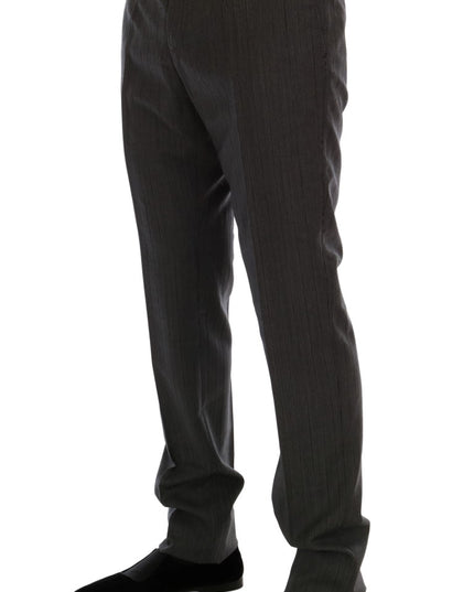Dolce & Gabbana Gray Wool Striped Formal Pants