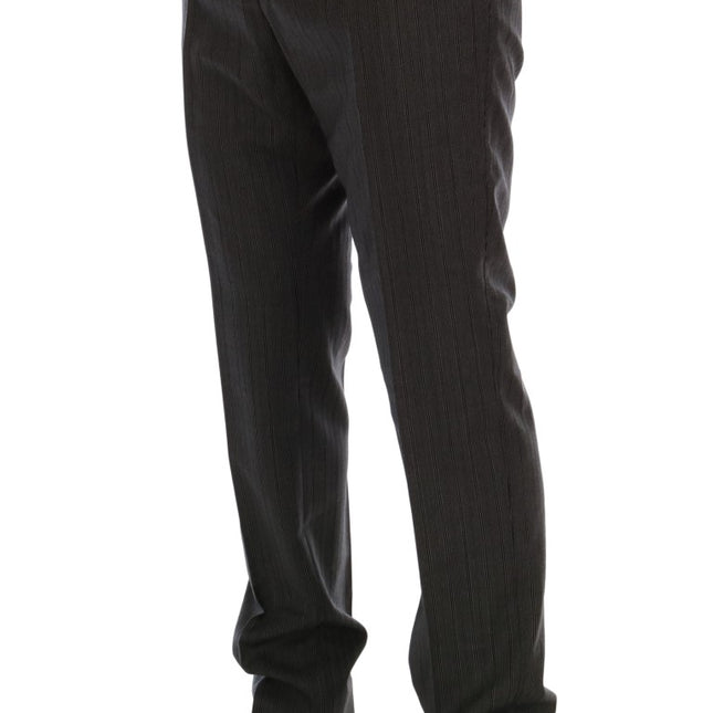 Dolce & Gabbana Gray Wool Striped Formal Pants