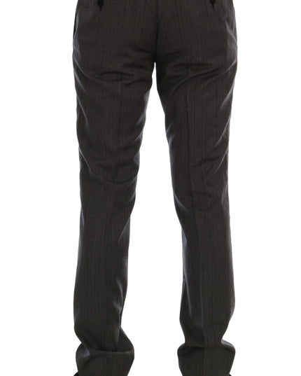 Dolce & Gabbana Gray Wool Striped Formal Pants