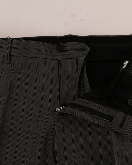 Dolce & Gabbana Gray Wool Striped Formal Pants