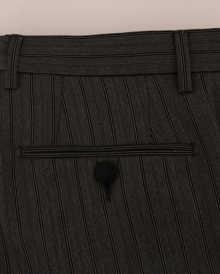 Dolce & Gabbana Gray Wool Striped Formal Pants