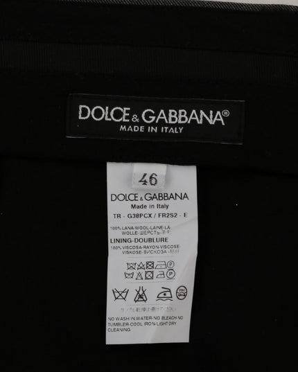 Dolce & Gabbana Gray Wool Striped Formal Pants