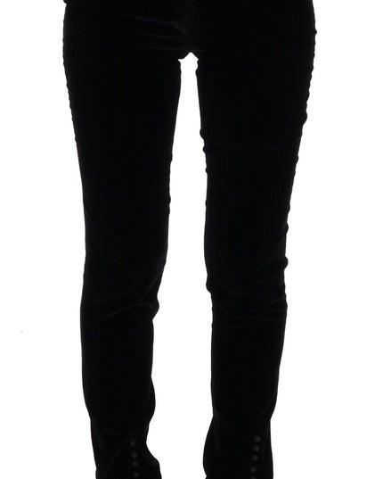 Ermanno Scervino Black Velvet Slim Fit Pants
