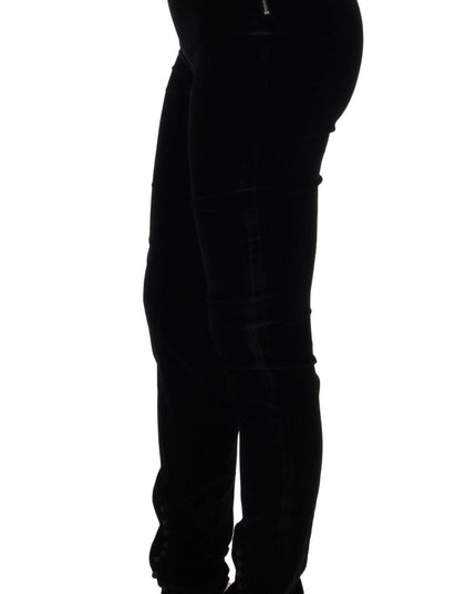 Ermanno Scervino Black Velvet Slim Fit Pants