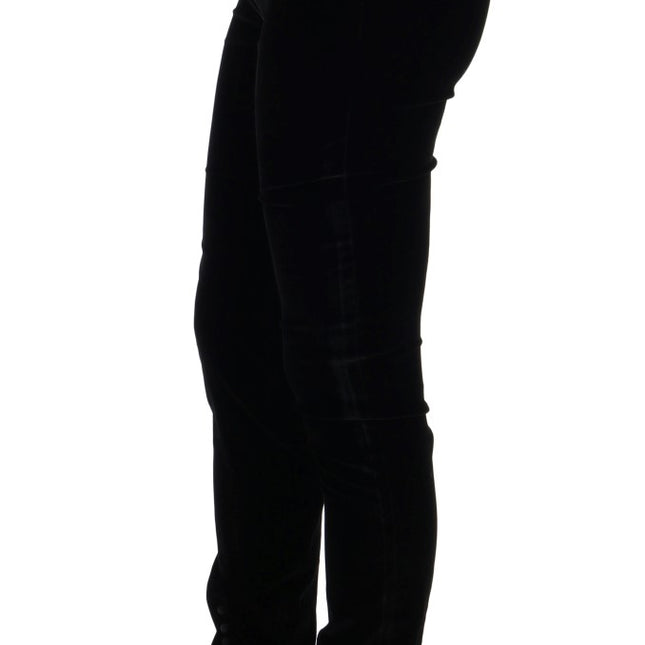 Ermanno Scervino Black Velvet Slim Fit Pants