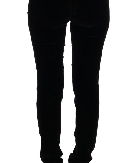 Ermanno Scervino Black Velvet Slim Fit Pants