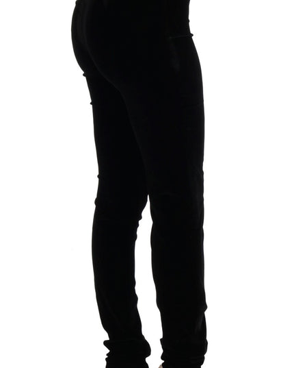 Ermanno Scervino Black Velvet Slim Fit Pants