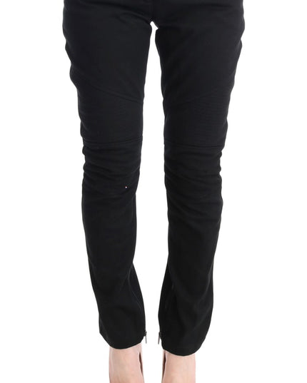 Ermanno Scervino Black Cotton Slim Fit Casual Pants