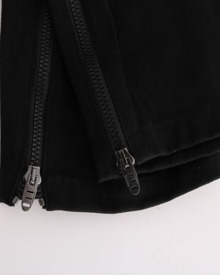 Ermanno Scervino Black Cotton Slim Fit Casual Pants