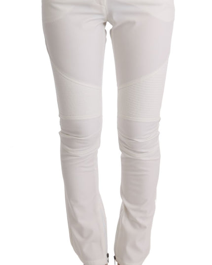 Ermanno Scervino White Cotton Slim Fit Casual Pants