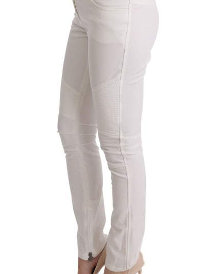 Ermanno Scervino White Cotton Slim Fit Casual Pants