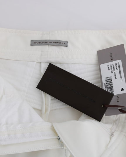 Ermanno Scervino White Cotton Slim Fit Casual Pants