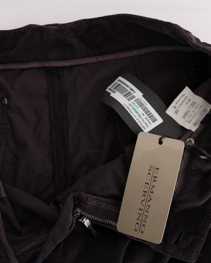 Ermanno Scervino Brown Cotton Cropped Casual Pants