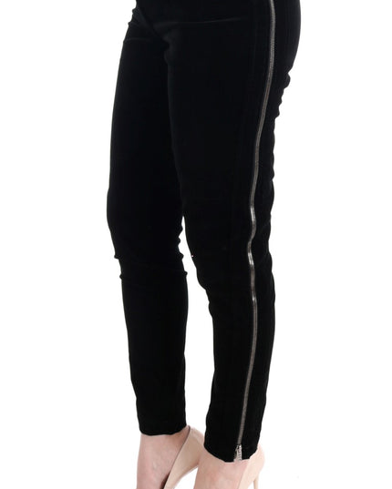 Ermanno Scervino Black Viscose Blend Velvet Cropped Pants