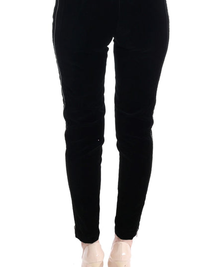 Ermanno Scervino Black Viscose Blend Velvet Cropped Pants