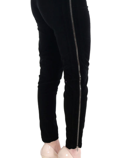 Ermanno Scervino Black Viscose Blend Velvet Cropped Pants