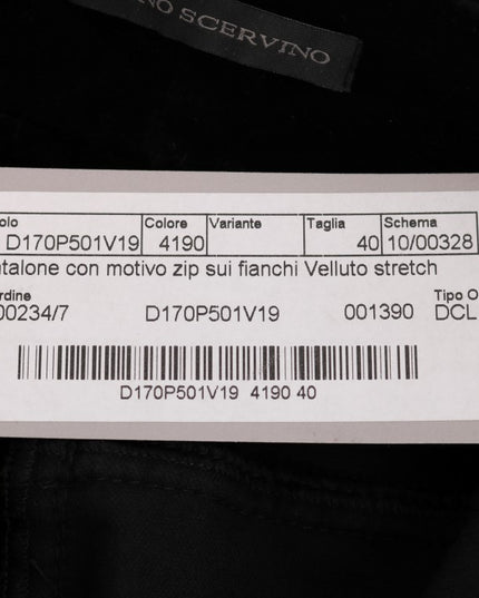 Ermanno Scervino Black Viscose Blend Velvet Cropped Pants