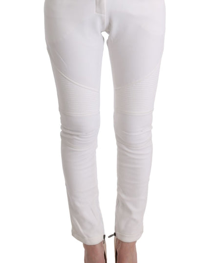 Ermanno Scervino White Cotton Slim Fit Casual Pants