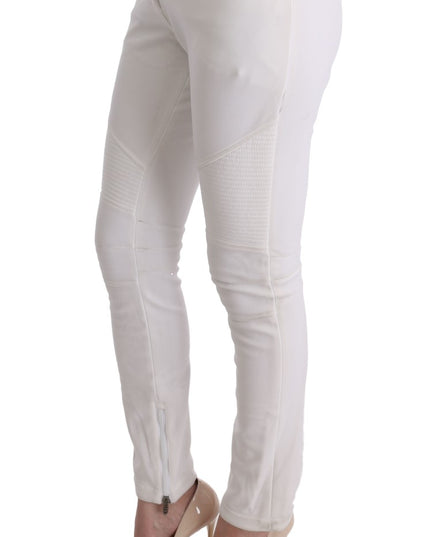 Ermanno Scervino White Cotton Slim Fit Casual Pants