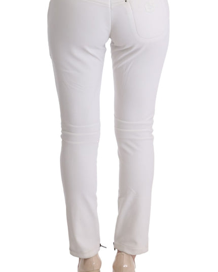 Ermanno Scervino White Cotton Slim Fit Casual Pants