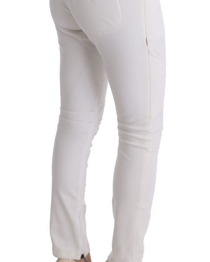 Ermanno Scervino White Cotton Slim Fit Casual Pants