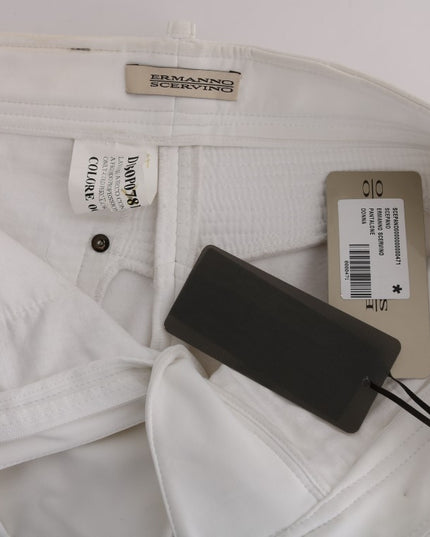 Ermanno Scervino White Cotton Slim Fit Casual Pants