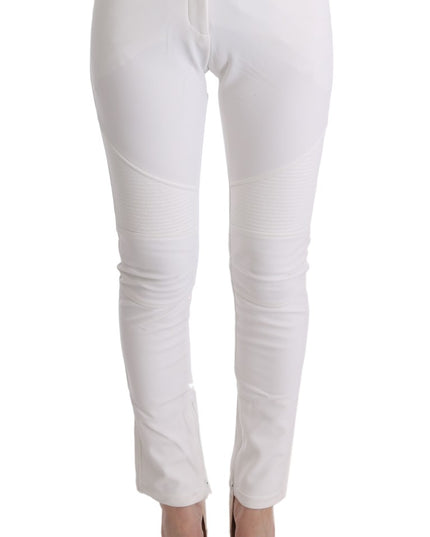 Ermanno Scervino White Cotton Slim Fit Casual Pants