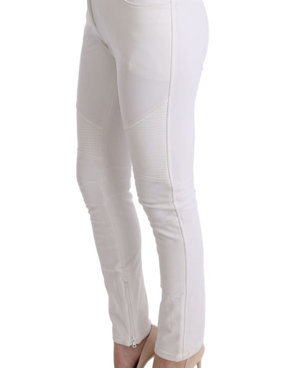 Ermanno Scervino White Cotton Slim Fit Casual Pants