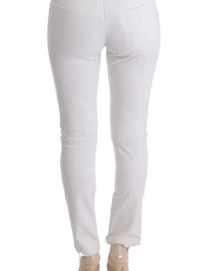 Ermanno Scervino White Cotton Slim Fit Casual Pants