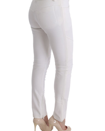 Ermanno Scervino White Cotton Slim Fit Casual Pants