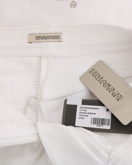 Ermanno Scervino White Cotton Slim Fit Casual Pants