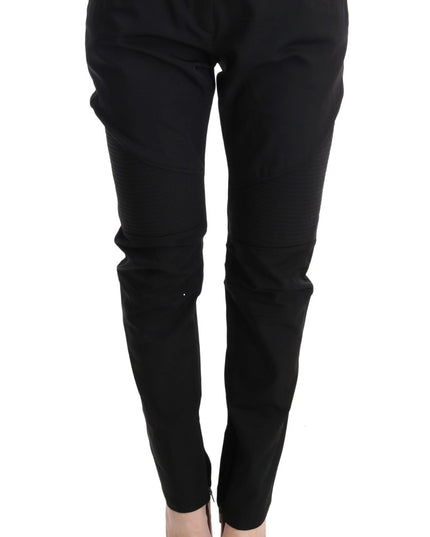 Ermanno Scervino Black Cotton Slim Fit Casual Pants