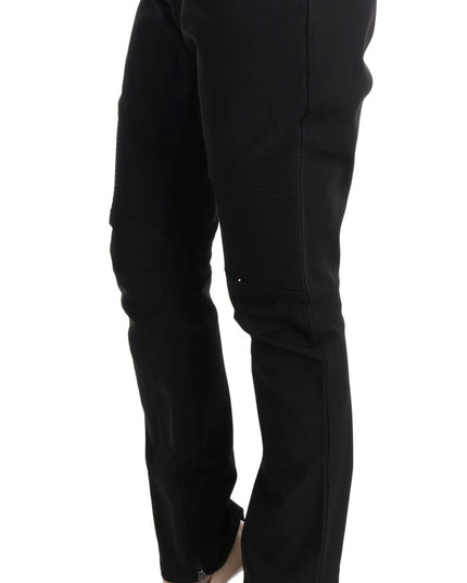 Ermanno Scervino Black Cotton Slim Fit Casual Pants