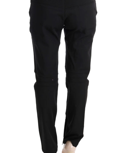 Ermanno Scervino Black Cotton Slim Fit Casual Pants