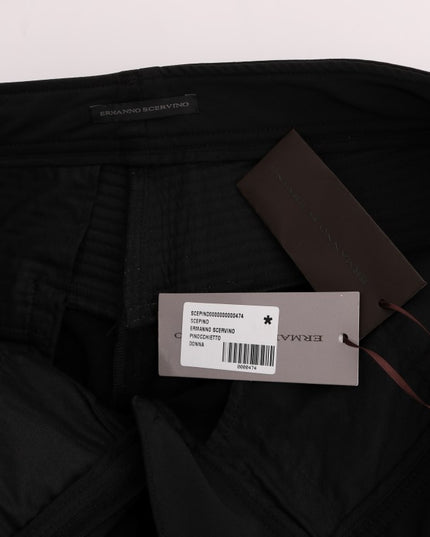 Ermanno Scervino Black Cotton Slim Fit Casual Pants
