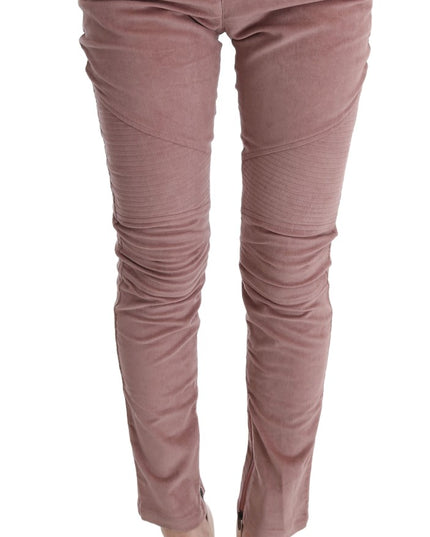 Ermanno Scervino Pink Velvet Cropped Casual Pants
