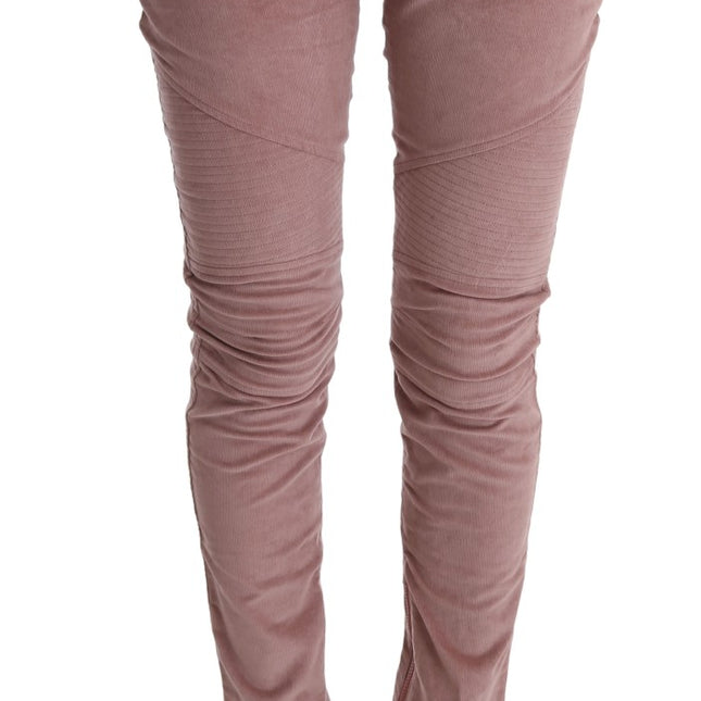 Ermanno Scervino Pink Velvet Cropped Casual Pants