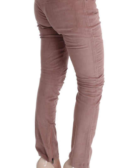 Ermanno Scervino Pink Velvet Cropped Casual Pants