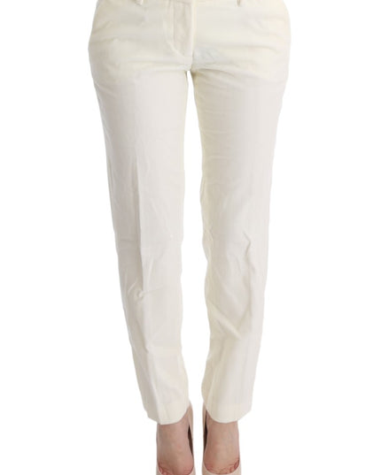 Ermanno Scervino White Cotton Regular Fit Casual Pants