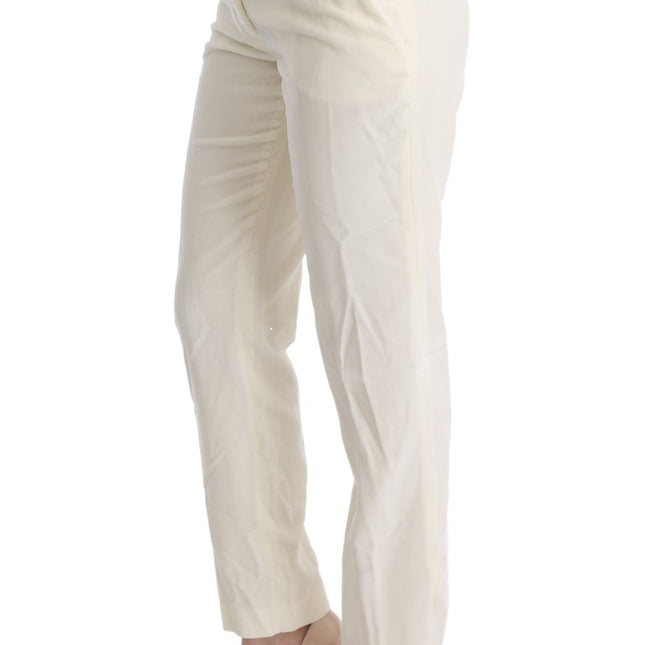 Ermanno Scervino White Cotton Regular Fit Casual Pants
