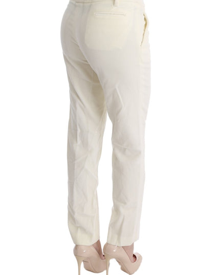 Ermanno Scervino White Cotton Regular Fit Casual Pants