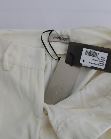 Ermanno Scervino White Cotton Regular Fit Casual Pants