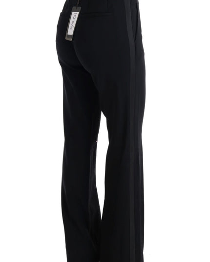 Ermanno Scervino Black Viscose Flare Bootcut Pants