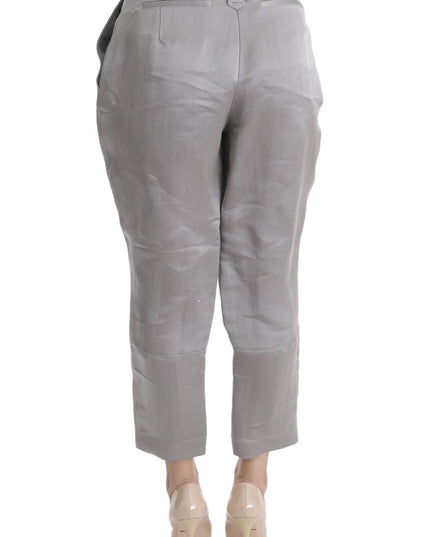 Ermanno Scervino Gray Silk Cropped Casual Pants